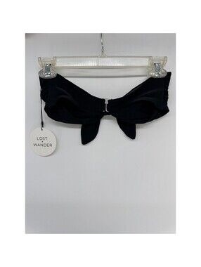 Lost + Wander Women Bikini Top Black 12/30 Bandeau Beach Tide Strapless 14in NWT